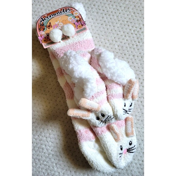 Mommy & Me matching Bunny Aromasoles Lavender Shea Butter Infused Slipper Socks - Picture 1 of 7